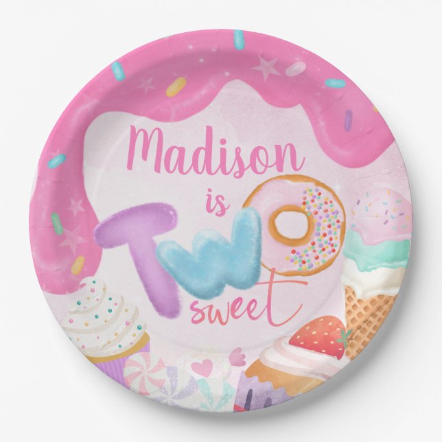 Two Sweet Donut Birthday Plate (Front)