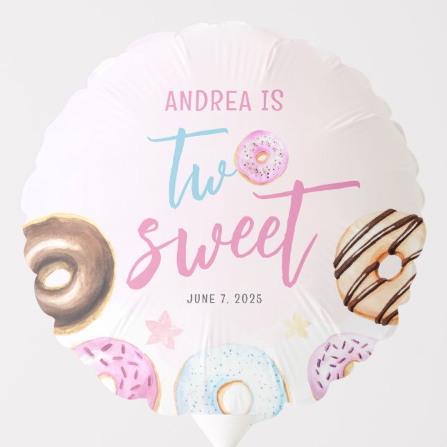 Two Sweet Donut Girl 2nd Birthday Balloon (Front)