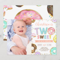 Two Sweet Donut Girl 2nd Birthday Custom photo