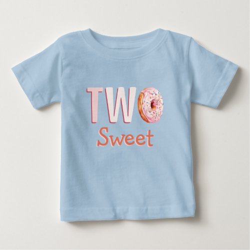 Two Sweet Donut Girl 2nd Second Birthday Party Baby T_Shirt
