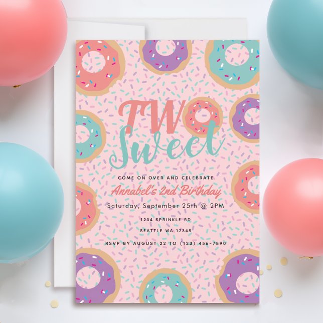 Two Sweet Donut Kids Birthday Invitation (Creator Uploaded)