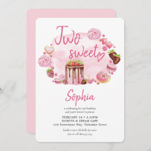 Two Sweet Donut Macaron Treats 2nd Birthday Invitation