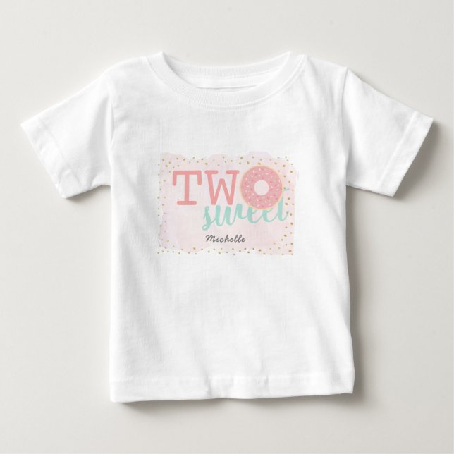 Two Sweet Donut Pink Girl 2nd Birthday Baby T-Shirt (Front)