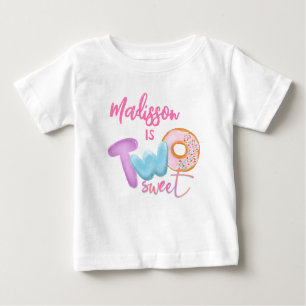 Two Sweet Donut Pink Girl 2nd Birthday Baby T-Shirt