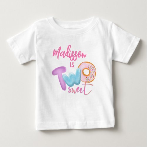 Two Sweet Donut Pink Girl 2nd Birthday  Baby T_Shirt