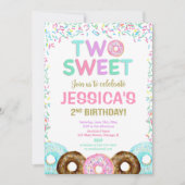 Two sweet donut sprinkles 2nd birthday party girl invitation (Front)