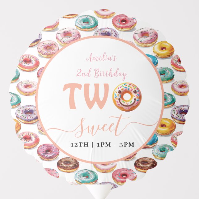 Two Sweet Donuts 2nd Birthday party Balloon (Front)