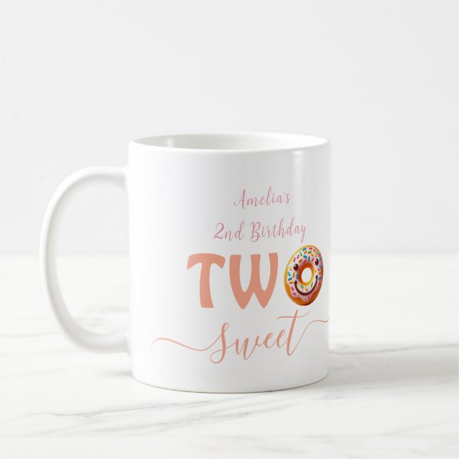 Two Sweet Donuts 2nd Birthday party Coffee Mug (Left)