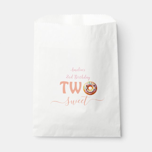 Two Sweet Donuts 2nd Birthday party Favor Bag (Front)