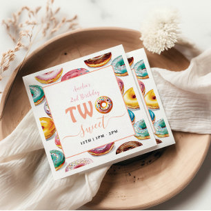 Two Sweet Donuts 2nd Birthday party Napkins