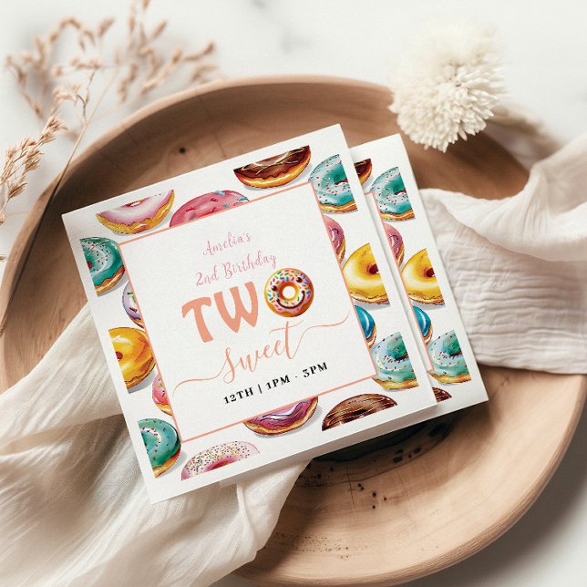 Two Sweet Donuts 2nd Birthday party Napkins (Creator Uploaded)