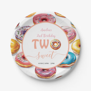 Two Sweet Donuts 2nd Birthday party Paper Plates