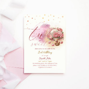 Two Sweet Enchanting Balloon Girl 2nd Birthday Invitation