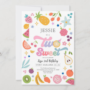 Two Sweet Fruit 2nd Birthday Invitation
