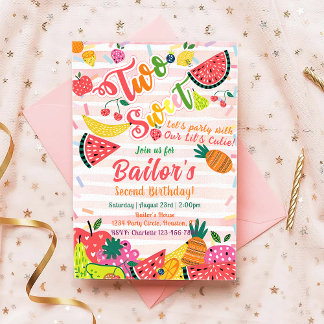Two Sweet | Fruit Party Birthday Invitation
