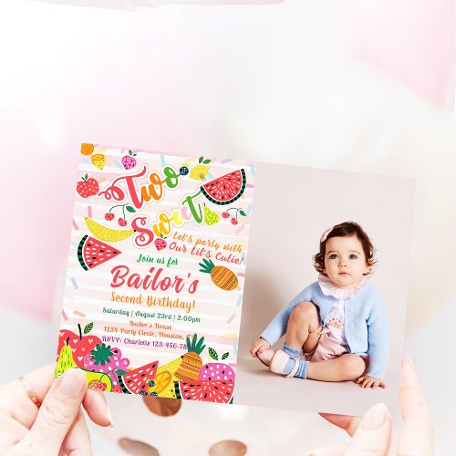 Two Sweet  Fruit Party Birthday Invitation