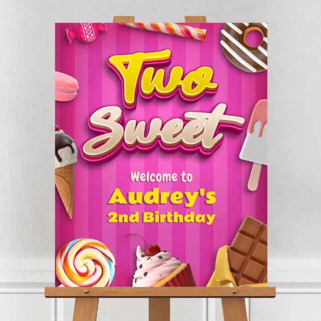 Two Sweet - Girl 2nd Birthday Welcome Sign (Two Sweet - Girl 2nd Birthday Welcome Sign)