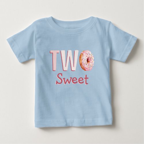 Two Sweet Girl 2nd Second Donut Birthday Party Baby T_Shirt
