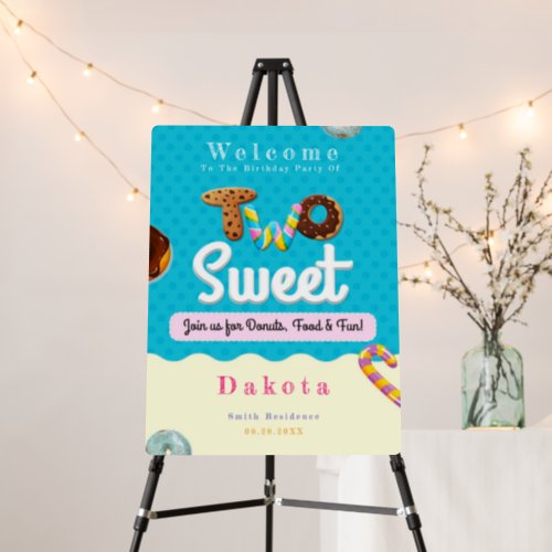 Two Sweet Girl Birthday Party Welcome Sign