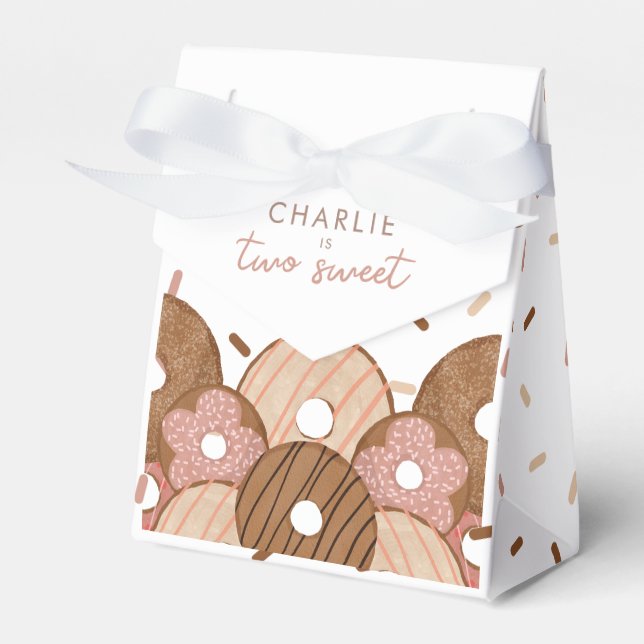 Two Sweet Girls Donut Birthday Favor Boxes (Front Side)