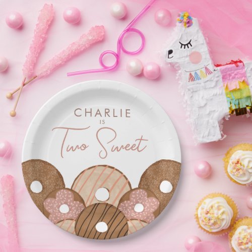 Two Sweet Girls Donut Birthday Paper Plates