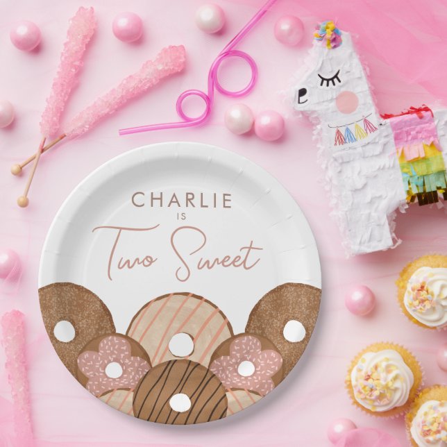Two Sweet Girls Donut Birthday Paper Plates (Party)