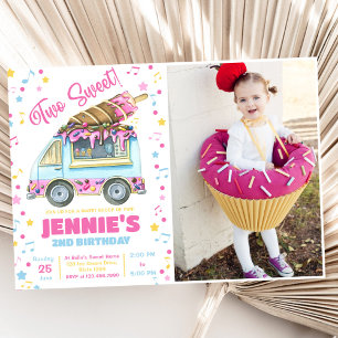 Two Sweet Girls Ice Cream 2nd Birthday  Invitation