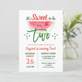 Two Sweet Glitter Watermelon Second Birthday Invitation (Standing Front)