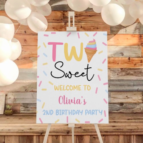 Two Sweet Ice Cream 2nd Birthday Welcome Sign