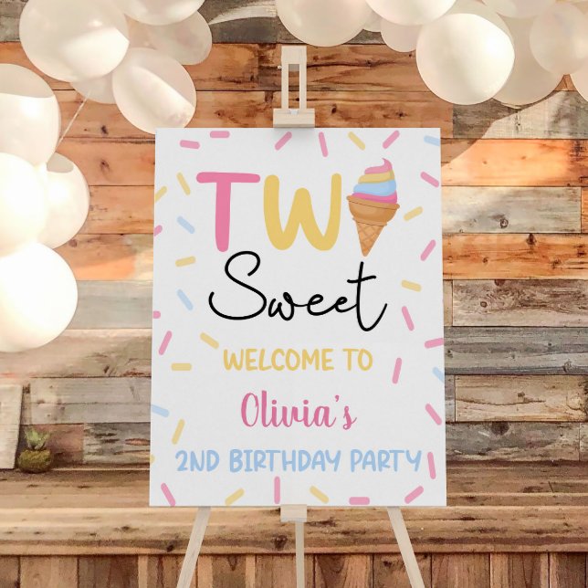 Two Sweet Ice Cream 2nd Birthday Welcome Sign (Creator Uploaded)