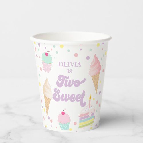 Two Sweet Ice Cream and Cake 1st Birthday Paper Cups
