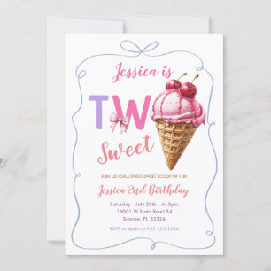 Two Sweet Ice cream Birthday Invitation