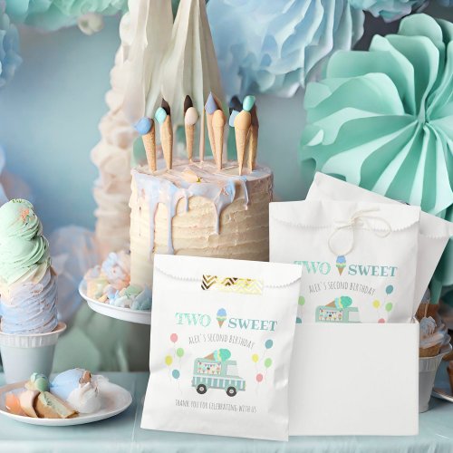 Two sweet ice cream birthday treat or favor bag