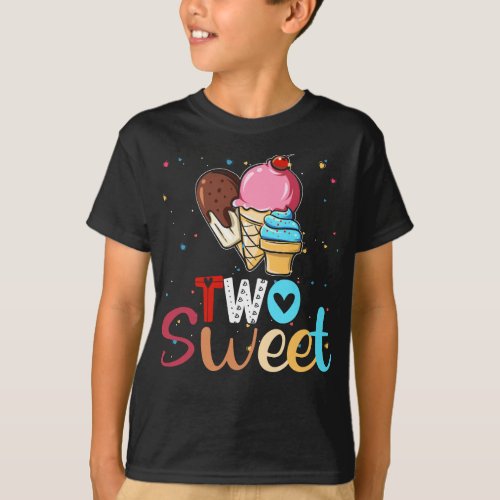 Two Sweet Ice Cream for Birthday Girls 2Nd Birthda T_Shirt