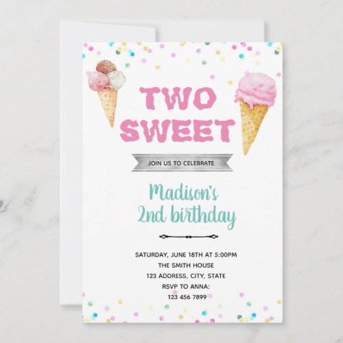 Two sweet ice cream invitation