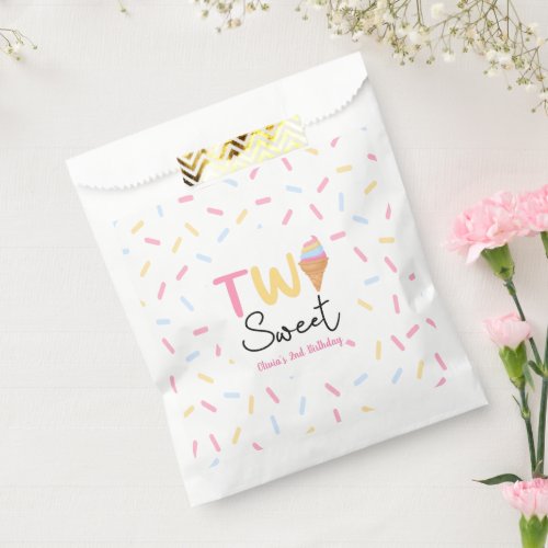 Two Sweet Ice Cream Second 2nd Birthday Party Favor Bag