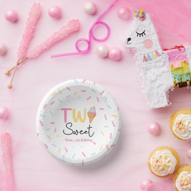 Two Sweet Ice Cream Second 2nd Birthday Party Paper Bowls (Party)