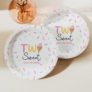 Two Sweet Ice Cream Second 2nd Birthday Party Paper Plates