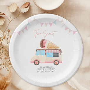 Two Sweet Ice Cream Truck 2nd Birthday Paper Plates