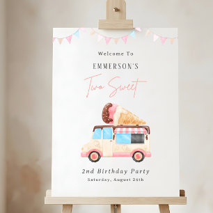 Two Sweet Ice Cream Truck 2nd Birthday Welcome Foam Board