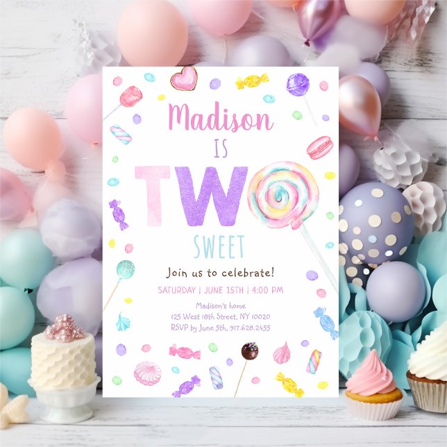 Two Sweet Lollipop Candy Birthday Invitation (Creator Uploaded)