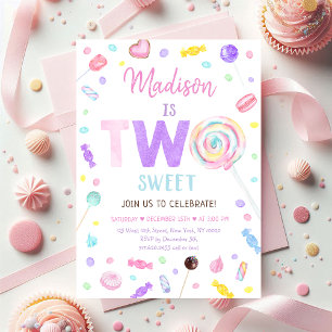 Two Sweet Lollipop Candy Birthday Invitation