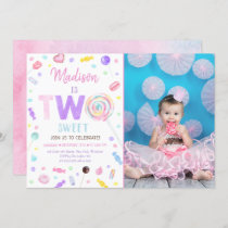 TWO Sweet Lollipop Candy Second Birthday Invitation
