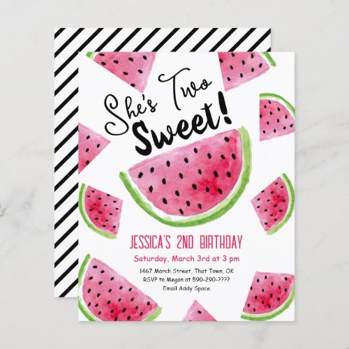 Two Sweet Melon Birthday Party Invitation