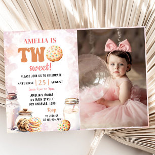 Two Sweet Milk and Cookies 2nd Birthday Photo Invitation