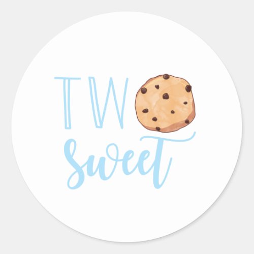 Two Sweet Milk and Cookies blue Birthday Party Classic Round Sticker