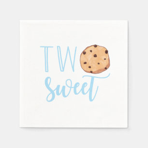 Two Sweet Milk and Cookies blue Birthday Party Napkins