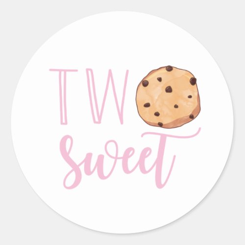 Two Sweet Milk and Cookies Pink Birthday Party Classic Round Sticker