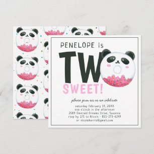 Two Sweet Panda Donut 2nd Birthday Invitation