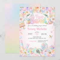 Two Sweet Pastel Candy Shope Second Birthday Kid 